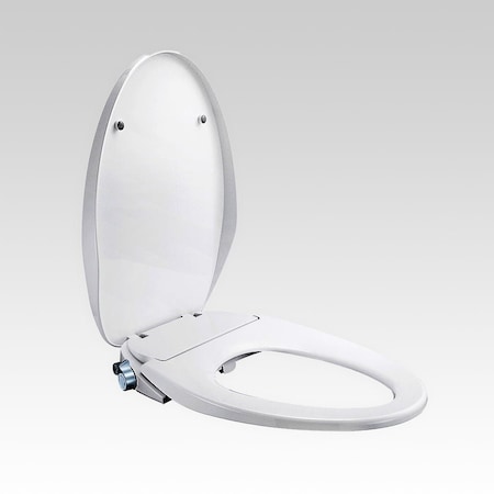 5Seconds Brand Non-Electric Bidet Toilet Seat Elongated Soft Close Round Warm White 499800
